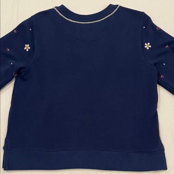 By Anthropologie Maeve Swan Lake Embroidered Navy Sweater - Picture 11 of 13